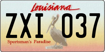 LA license plate ZXI037