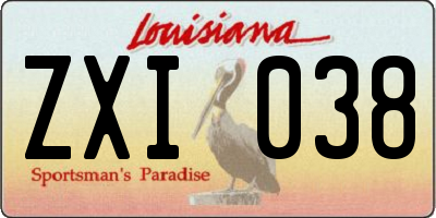 LA license plate ZXI038