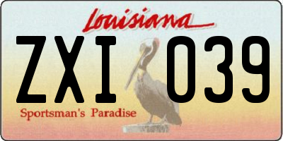 LA license plate ZXI039