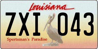 LA license plate ZXI043