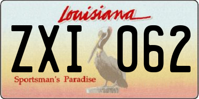 LA license plate ZXI062