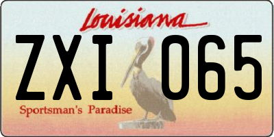 LA license plate ZXI065