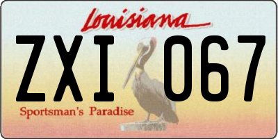LA license plate ZXI067