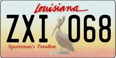 LA license plate ZXI068