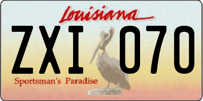 LA license plate ZXI070