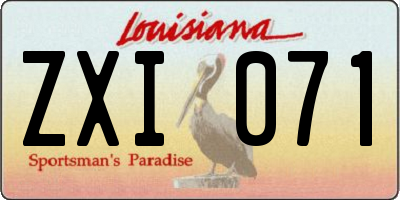 LA license plate ZXI071