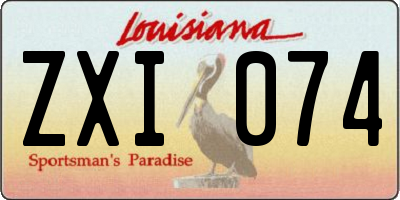 LA license plate ZXI074