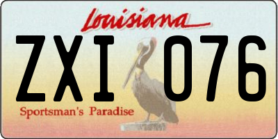 LA license plate ZXI076