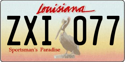 LA license plate ZXI077