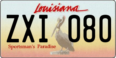 LA license plate ZXI080