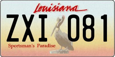 LA license plate ZXI081