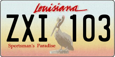 LA license plate ZXI103