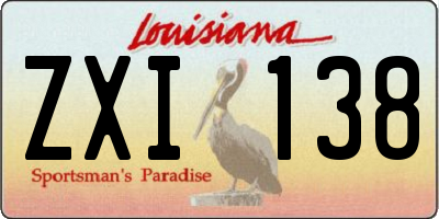 LA license plate ZXI138