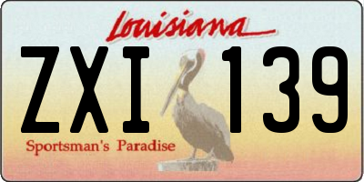 LA license plate ZXI139