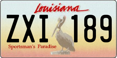 LA license plate ZXI189