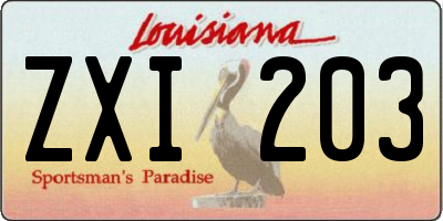 LA license plate ZXI203