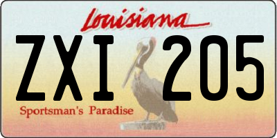 LA license plate ZXI205