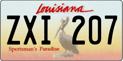 LA license plate ZXI207