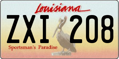 LA license plate ZXI208