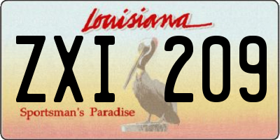 LA license plate ZXI209