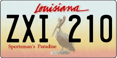 LA license plate ZXI210