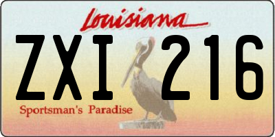 LA license plate ZXI216