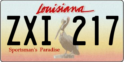 LA license plate ZXI217