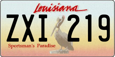 LA license plate ZXI219