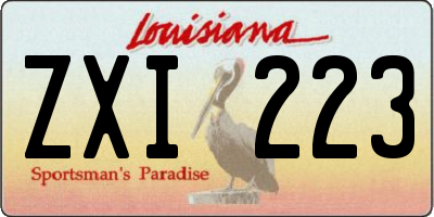 LA license plate ZXI223