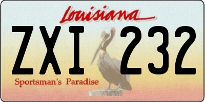 LA license plate ZXI232