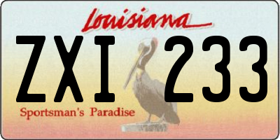 LA license plate ZXI233