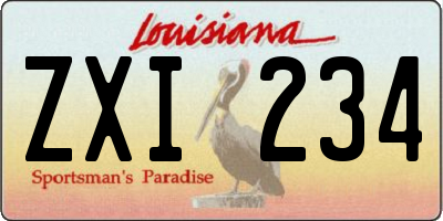 LA license plate ZXI234