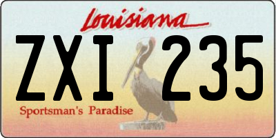 LA license plate ZXI235