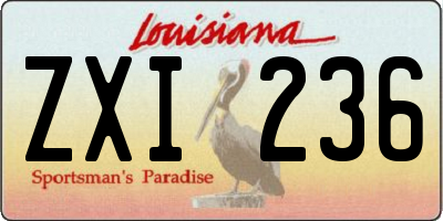 LA license plate ZXI236