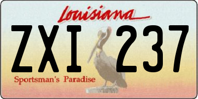 LA license plate ZXI237