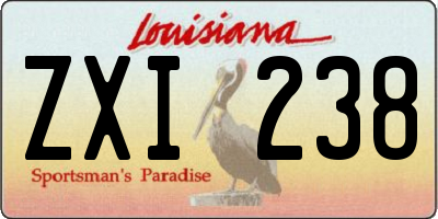 LA license plate ZXI238