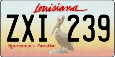 LA license plate ZXI239