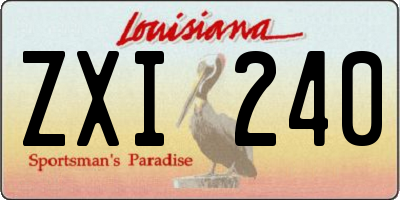 LA license plate ZXI240