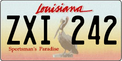 LA license plate ZXI242