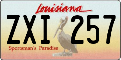 LA license plate ZXI257