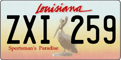 LA license plate ZXI259