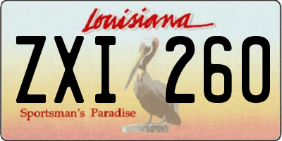 LA license plate ZXI260