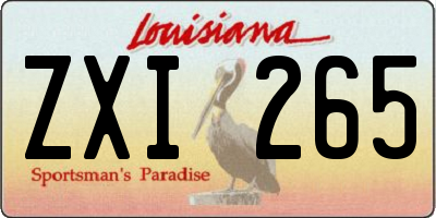 LA license plate ZXI265