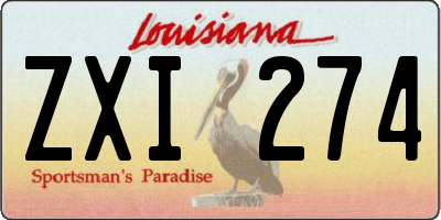 LA license plate ZXI274