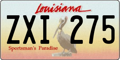 LA license plate ZXI275