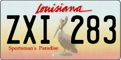 LA license plate ZXI283