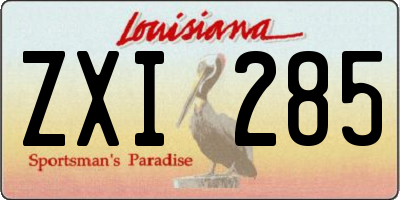 LA license plate ZXI285