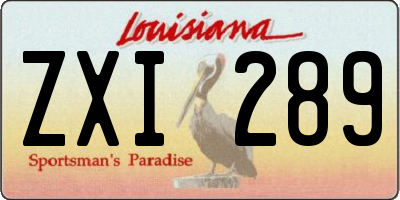 LA license plate ZXI289