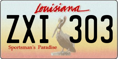 LA license plate ZXI303