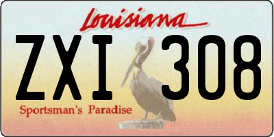 LA license plate ZXI308